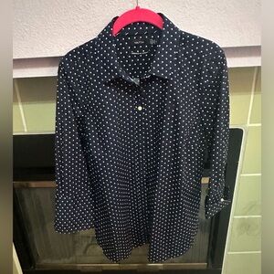 NAUTICAL NAVY BLUE POLKA DOT BLOUSE( Large)